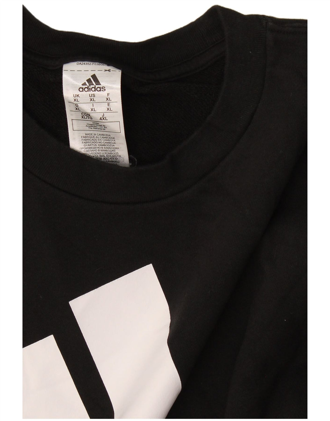 Felpa grafica da uomo Adidas Jumper XL in cotone nero