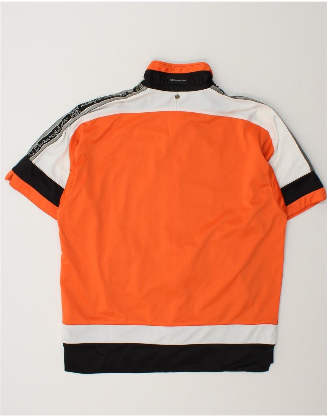CHAMPION Mens Graphic Tracksuit Top Jacket Small Orange Colourblock Vintage Champion and Second-Hand Champion from Messina Hembry 