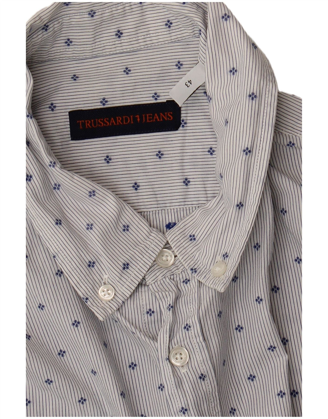 Camicia Trussardi Jeans Uomo Taglia 43 Large Blu Maculata