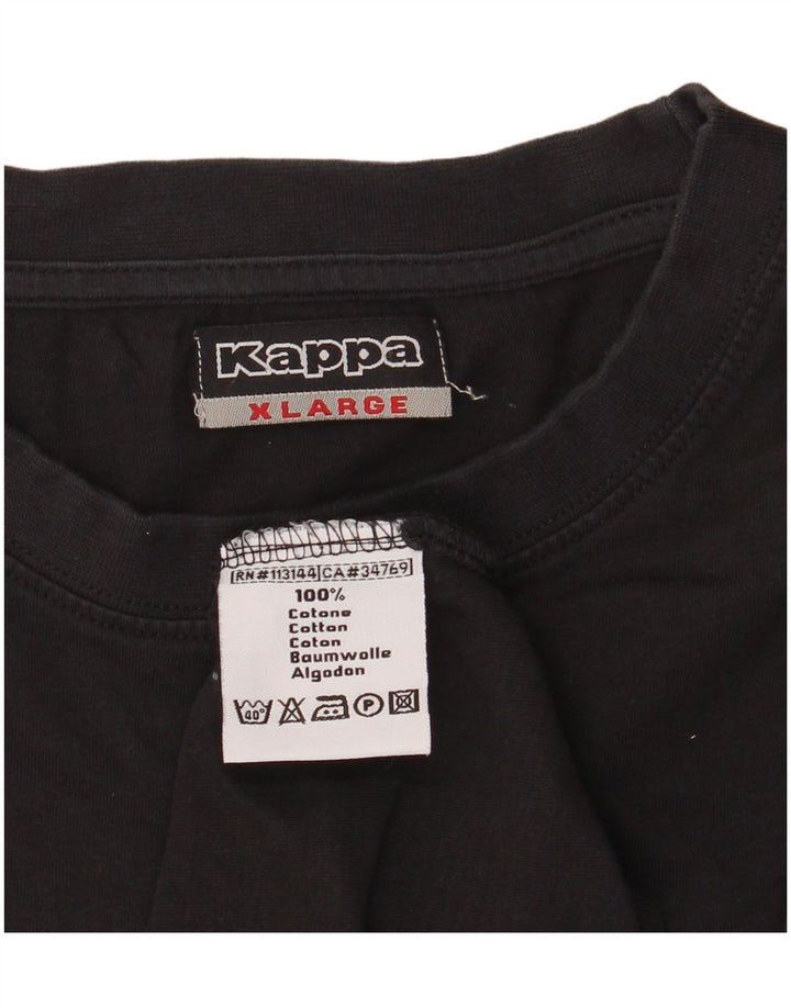 Top grafico da uomo Kappa a maniche lunghe XL in cotone nero