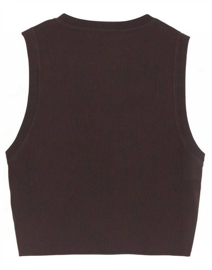 Canotta corta da donna Zara UK 12 Viscosa grigio medio
