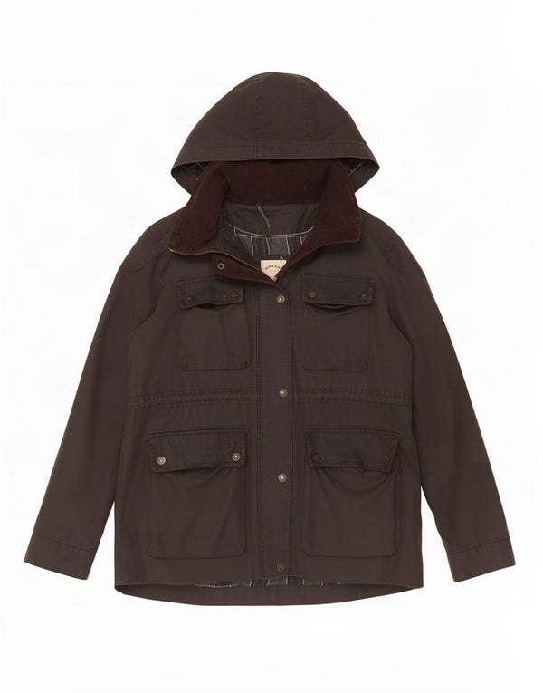 Giacca da donna in cotone cerato con cappuccio Fat Face UK 18 XL Marrone