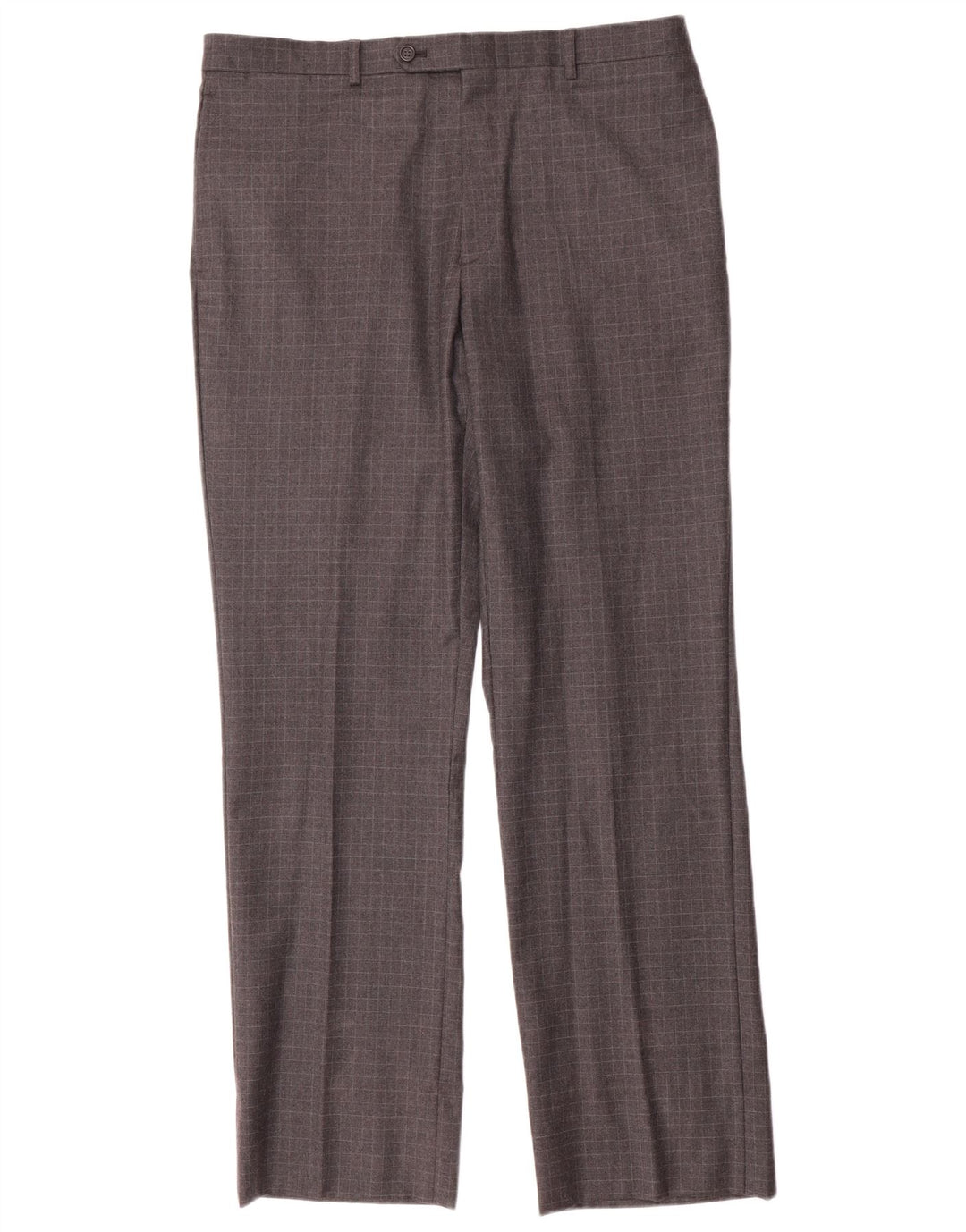 Pantaloni da abito dritti da uomo Tommy Hilfiger W34 L33 lana a quadri grigi