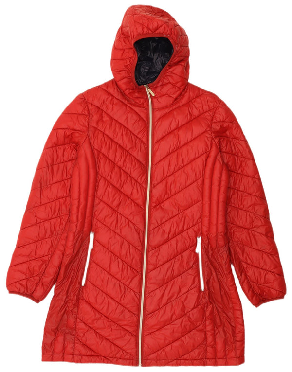 Cappotto imbottito con cappuccio da donna Michael Kors UK 16 grande nylon rosso