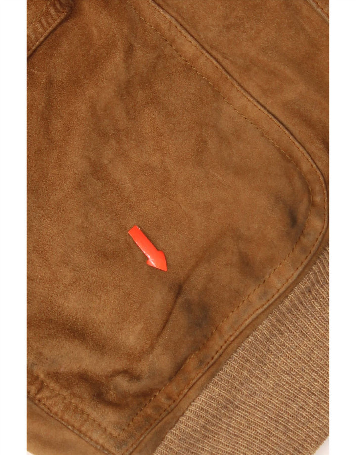 Giubbotto bomber in pelle scamosciata da uomo Salfra IT 52 XL in pelle marrone