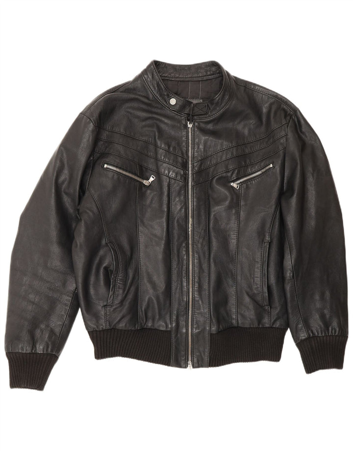 Giacca in pelle bomber da uomo Sonny Bono UK 38 media nera