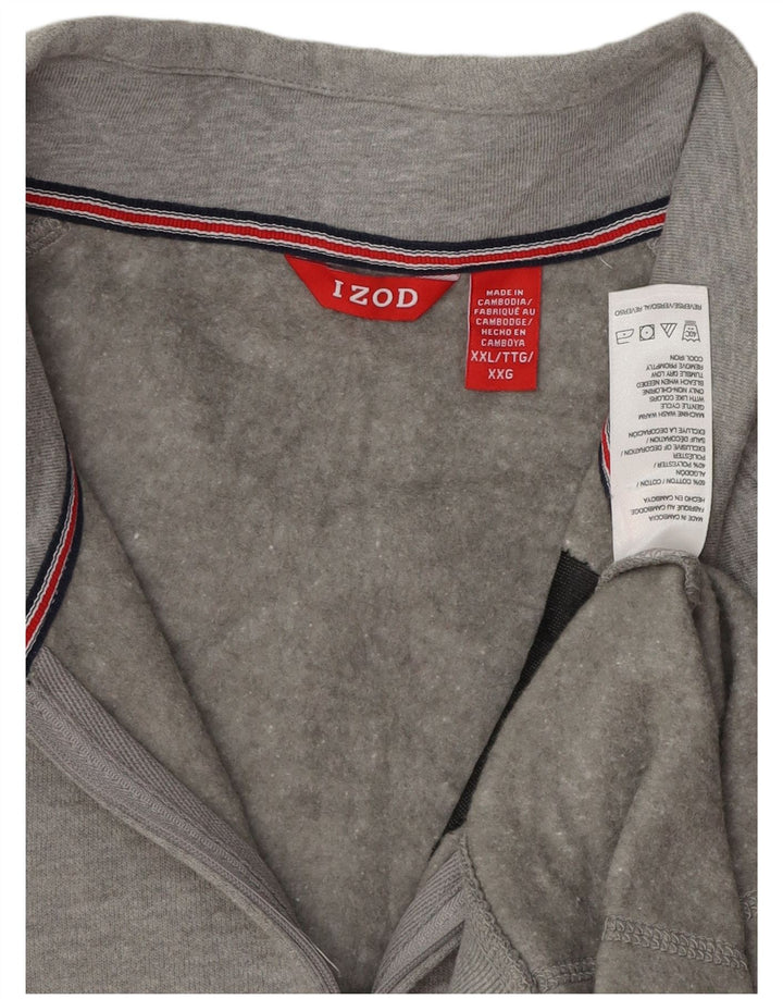 Felpa da uomo con zip e collo IZOD 2XL in cotone grigio