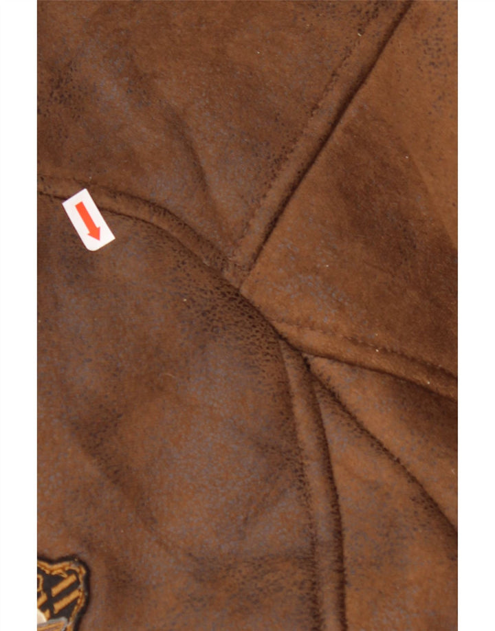 AERONAUTICA MILITARE Giacca Sherpa da volo da uomo UK 36 Small Marrone Poliestere