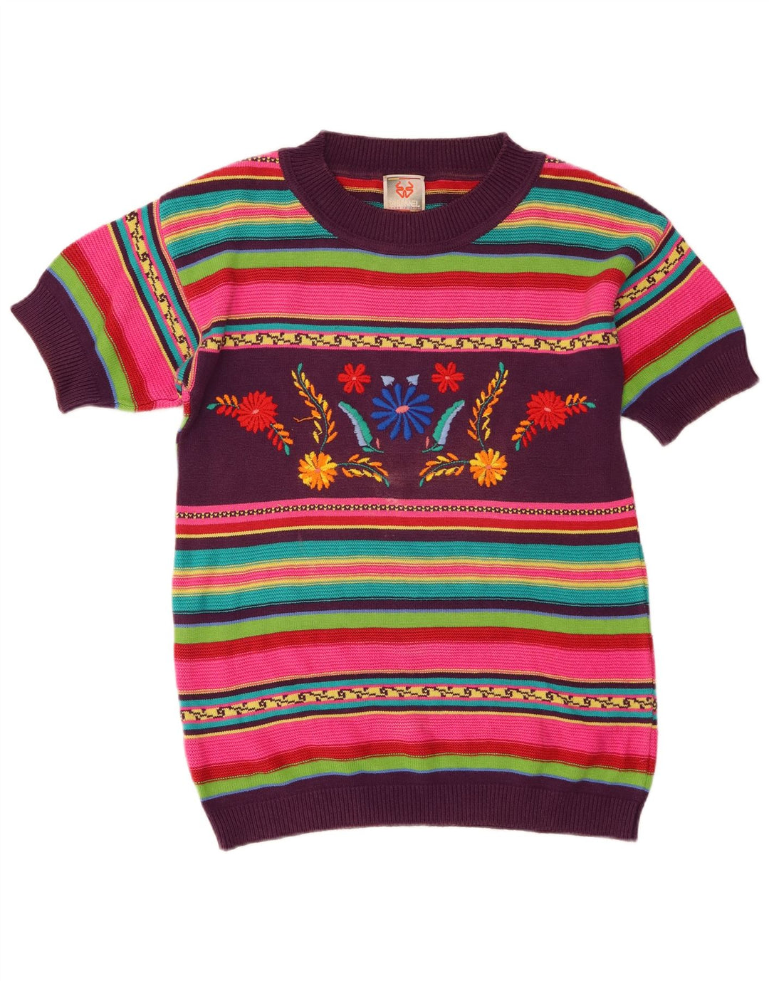 Maglione da donna con scollo a barca Stefanel UK 10 piccolo a righe multicolore