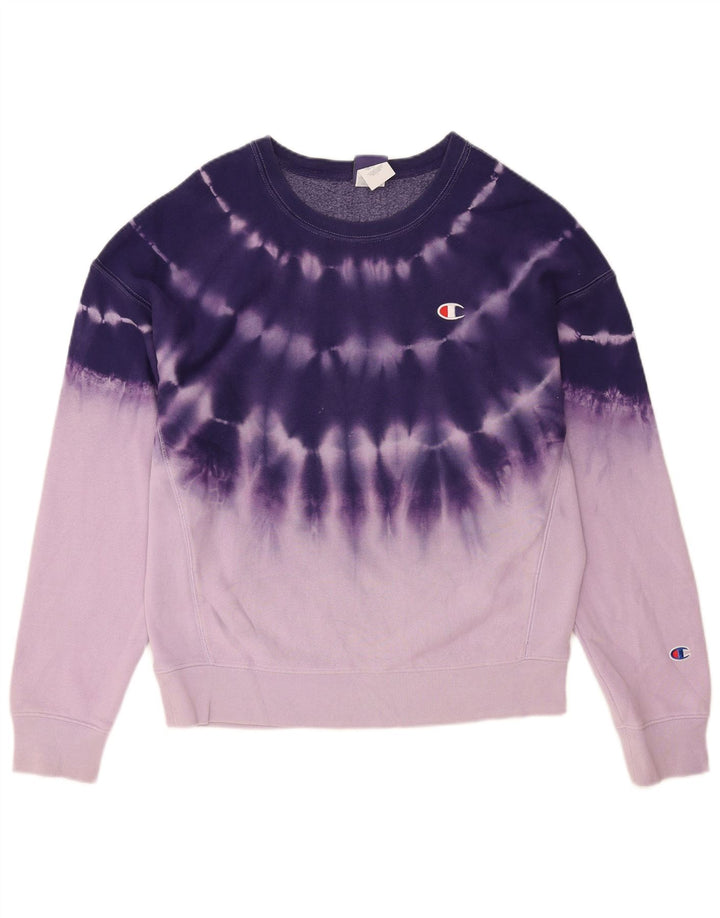 Champion Mens Sweatshirt Jumper Large Purple Tie Dye Cotton