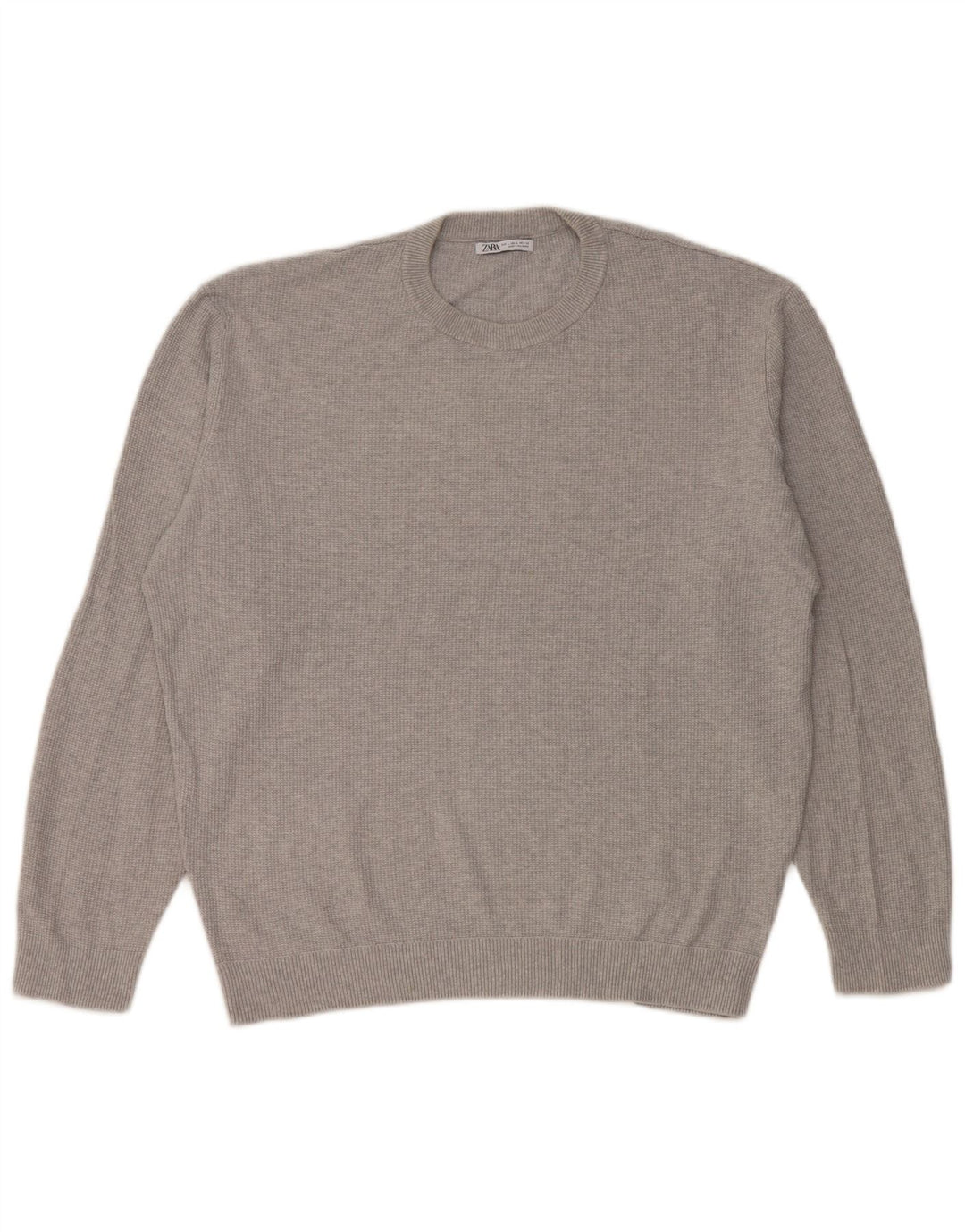 Maglione maglione girocollo da uomo Zara grande grigio