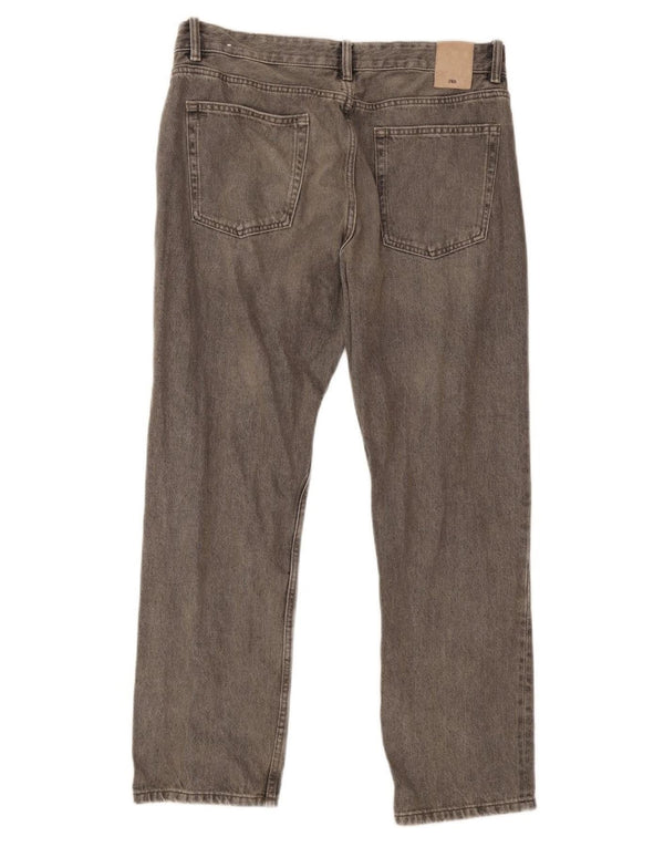 Jeans dritti da uomo Zara EU 46 XL W36 L30 Cotone grigio