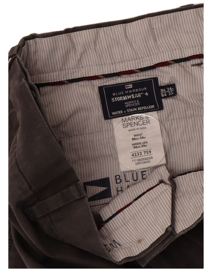 Pantaloni chino dritti Marks & Spencer da uomo blu Harbour W34 L33 grigi