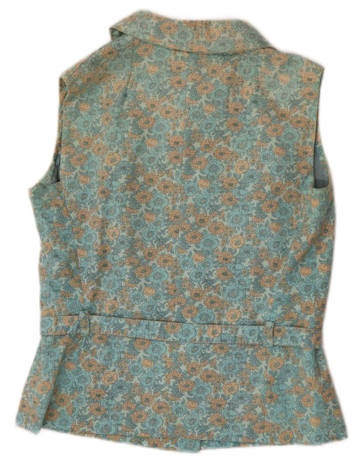 Gilet da donna vintage UK 12 verde medio floreale