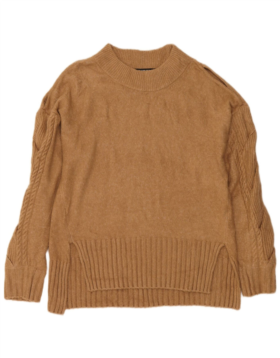Maglione maglione a collo alto da donna Dkny UK 14 Acrilico marrone medio