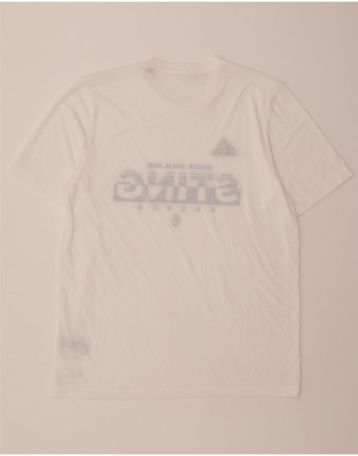 ADIDAS Mens Aeroready Graphic T-Shirt Top Medium White Polyester Vintage Adidas and Second-Hand Adidas from Messina Hembry 