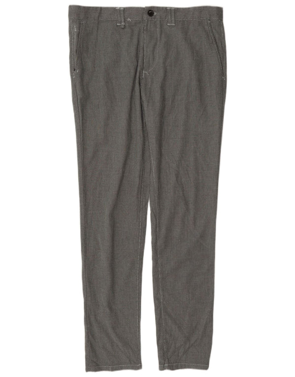 Pantaloni chino slim da uomo Zara EU 34 Large W34 L32 cotone maculato grigio