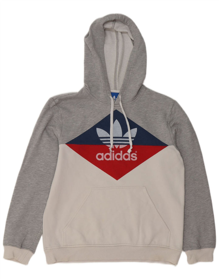 Maglione con cappuccio grafico da uomo ADIDAS in cotone color block grigio medio