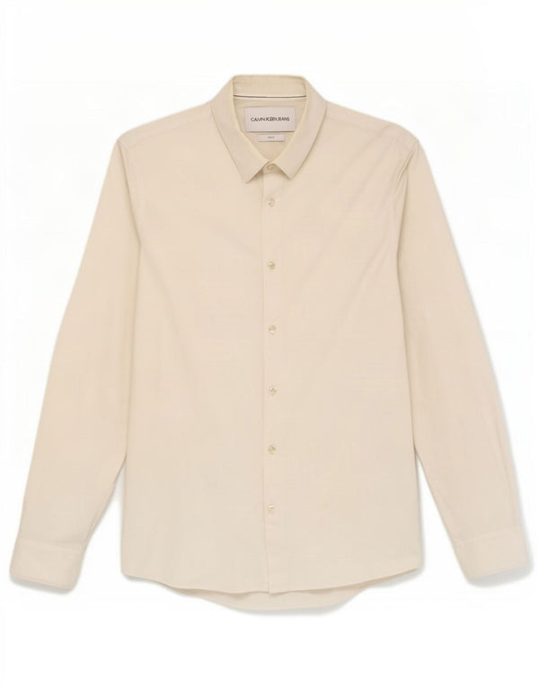 Camicia slim fit da uomo Calvin Klein Jeans Large in cotone bianco