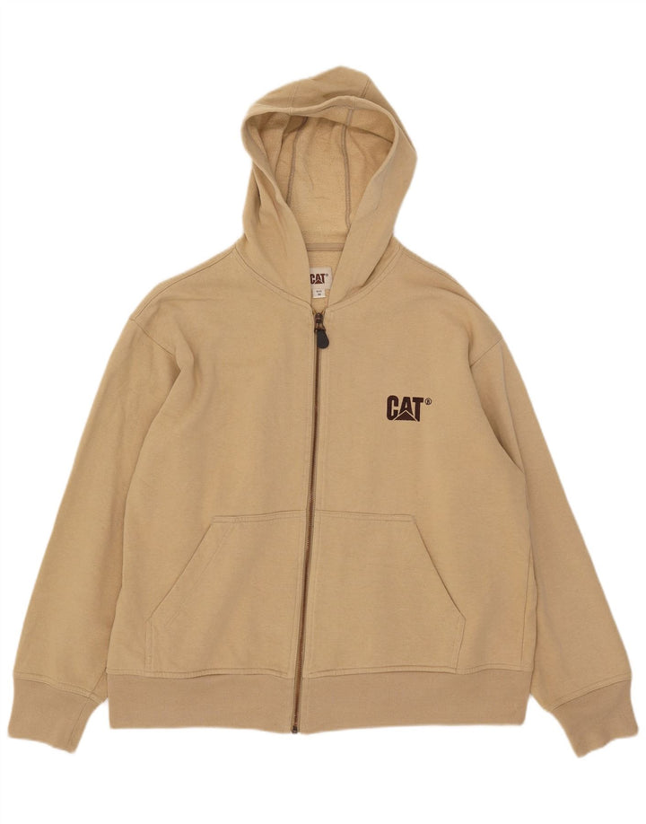 Maglione con cappuccio e zip da uomo CAT in cotone beige medio