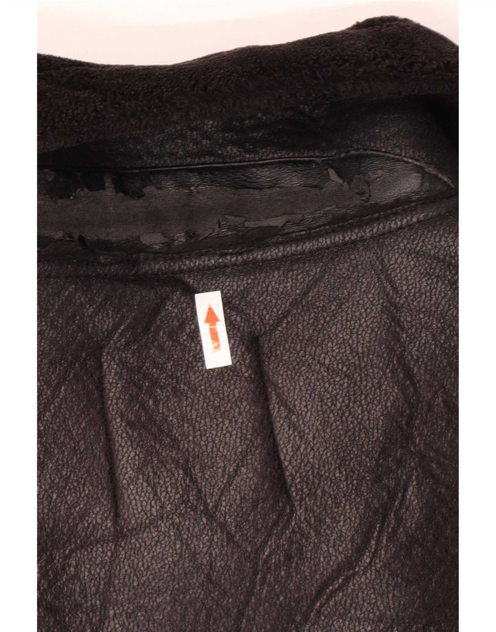 Giacca Sherpa da donna in ecopelle Zara UK 14 poliuretano nero medio