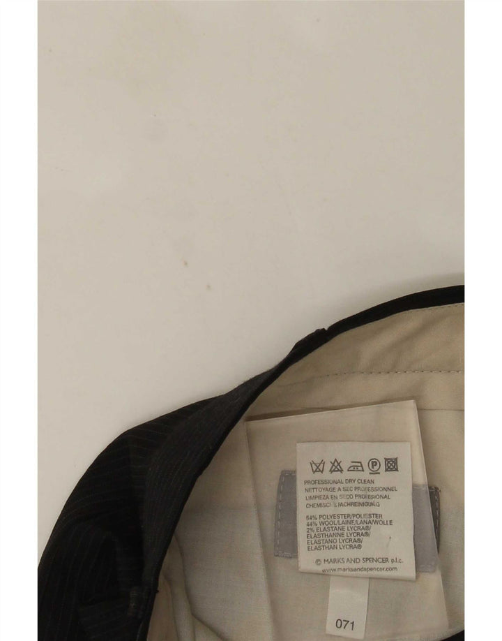 Pantaloni da abito con pegging da uomo Marks & Spencer W36 L33 poliestere gessato nero