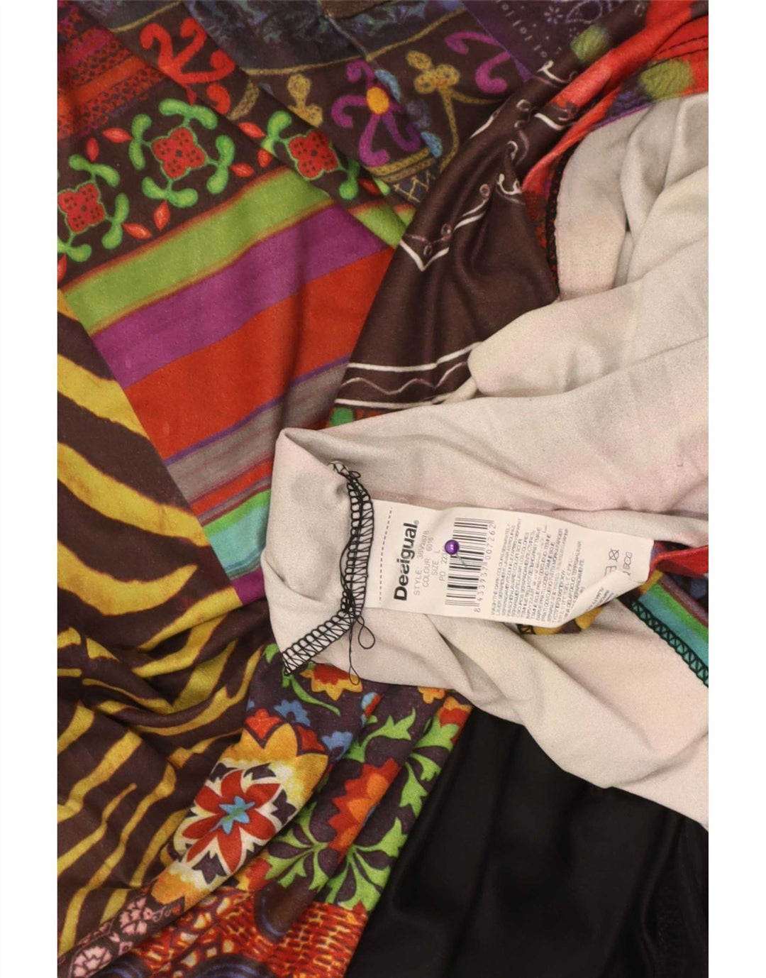 Desigual Abito da donna a linea A con grafica UK 14 Grande patchwork multicolore