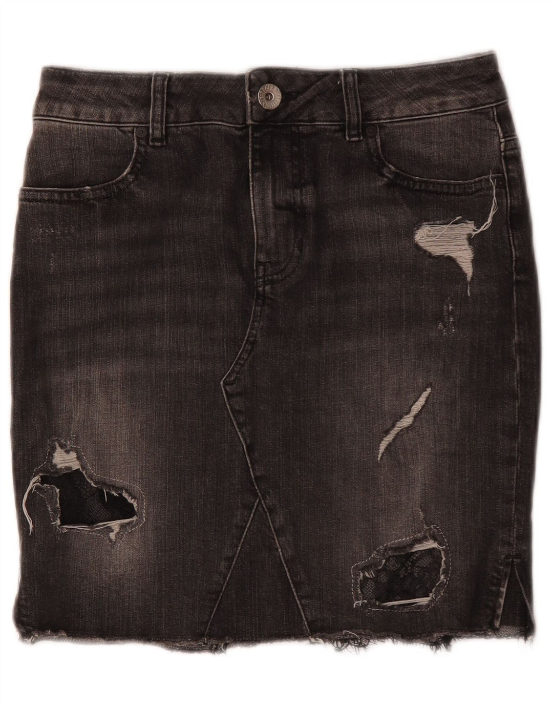 Gonna in denim invecchiato Guess da donna W27 piccola in cotone grigio