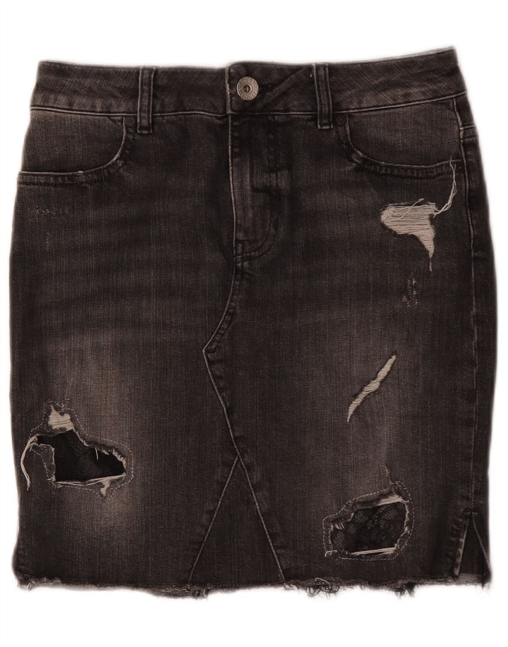 Gonna in denim invecchiato Guess da donna W27 piccola in cotone grigio