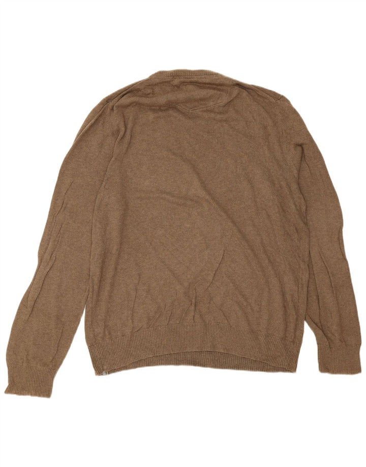 Maglione da uomo con scollo a V Fat Face, grande cotone marrone