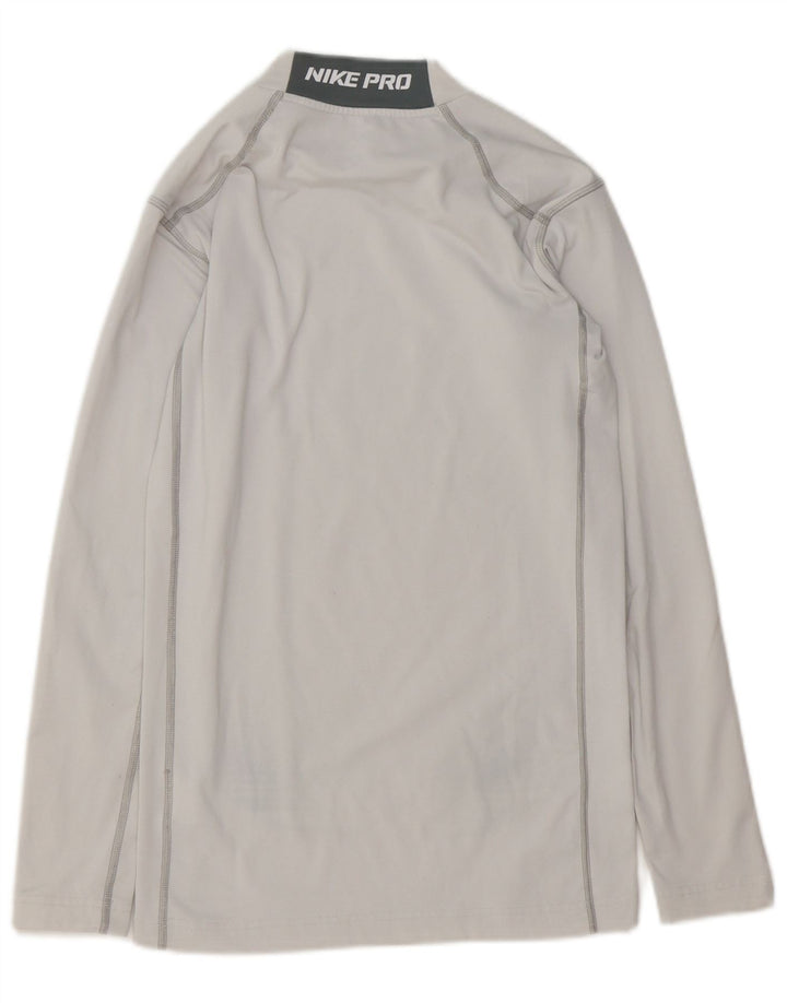 Top Nike Dri Fit Graphic da uomo a maniche lunghe, piccolo, in poliestere grigio