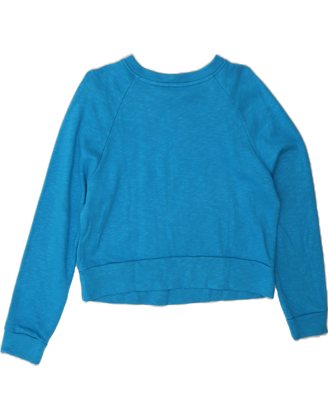 BENETTON Womens Crop Sweatshirt Jumper UK 14 Medium Blue Flecked Cotton Vintage Benetton and Second-Hand Benetton from Messina Hembry 