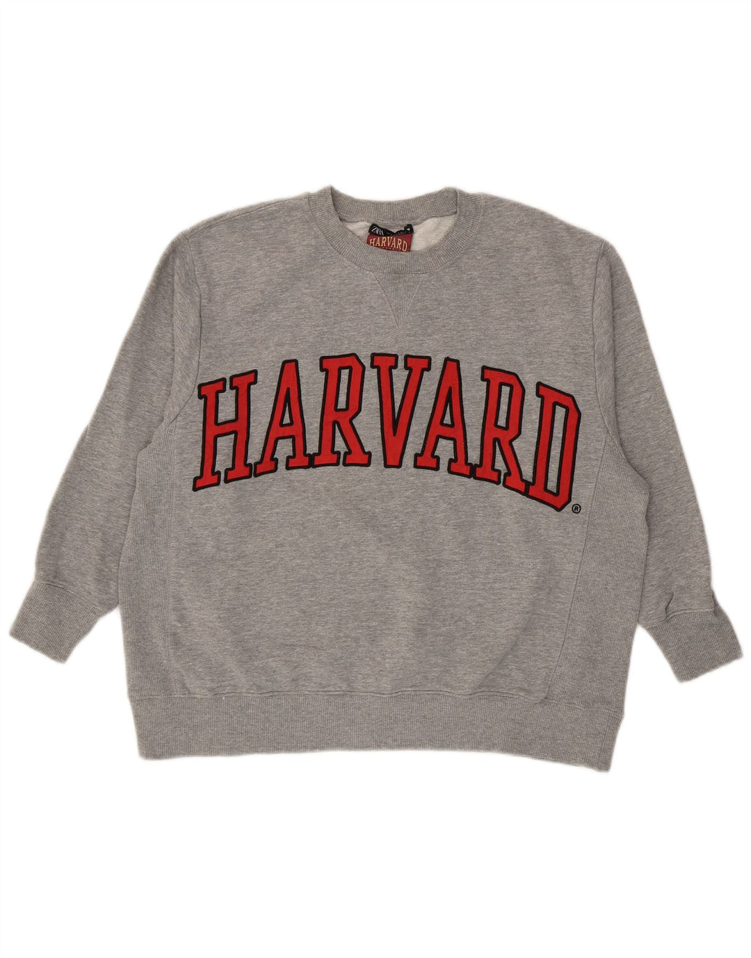 Felpa oversize grafica Zara da donna Harvard, maglione UK 10 piccolo grigio