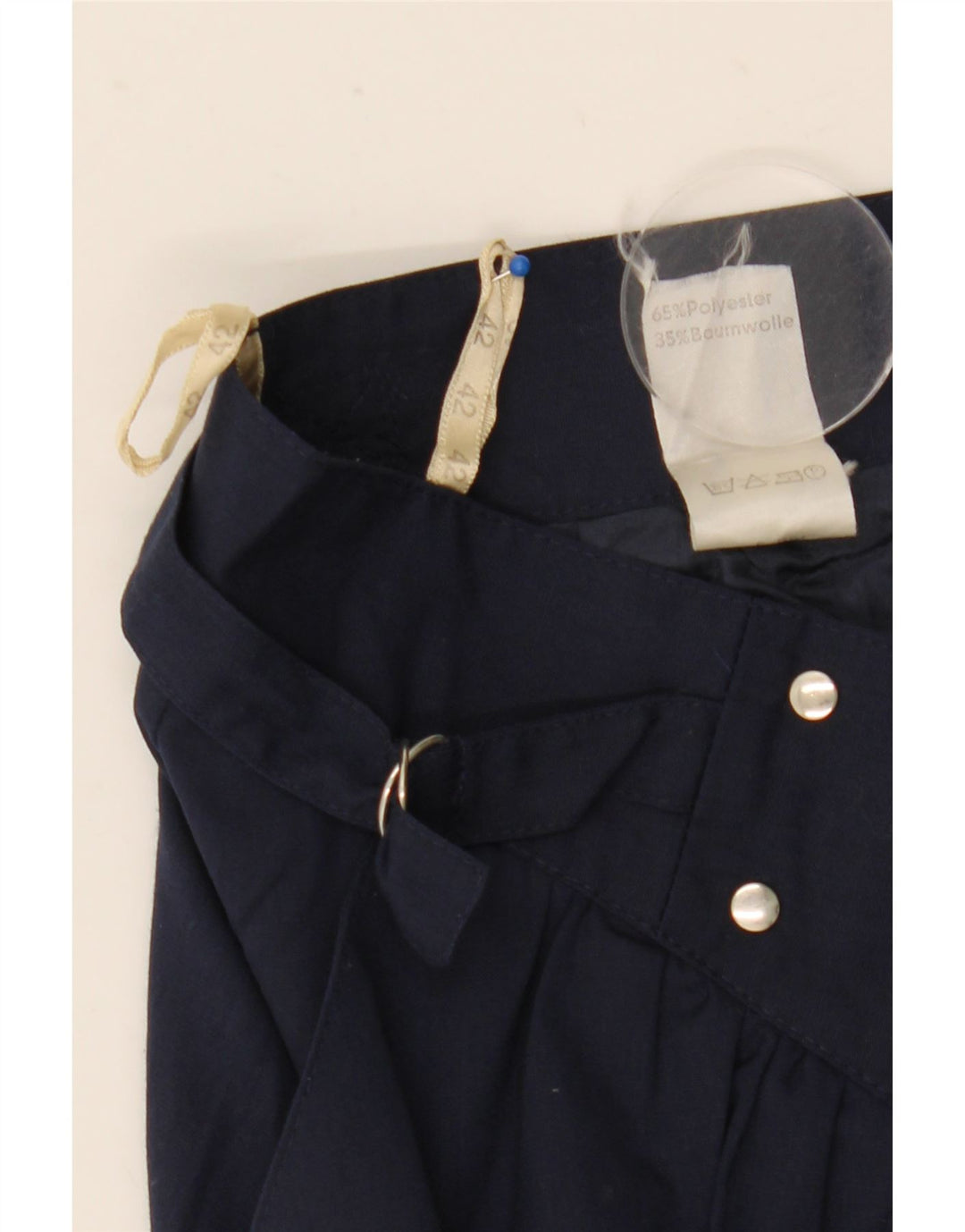 Gonna a trapezio da donna vintage IT 42 media W29 poliestere blu navy