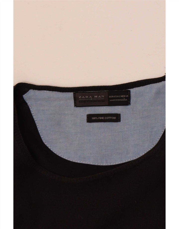 Maglione maglione girocollo da uomo, vestibilità regolare, Zara, grande, marrone