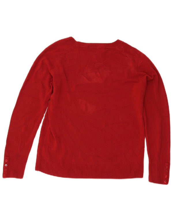 Maglione maglione con scollo a barca da donna Marks & Spencer UK 14 Acrilico rosso medio