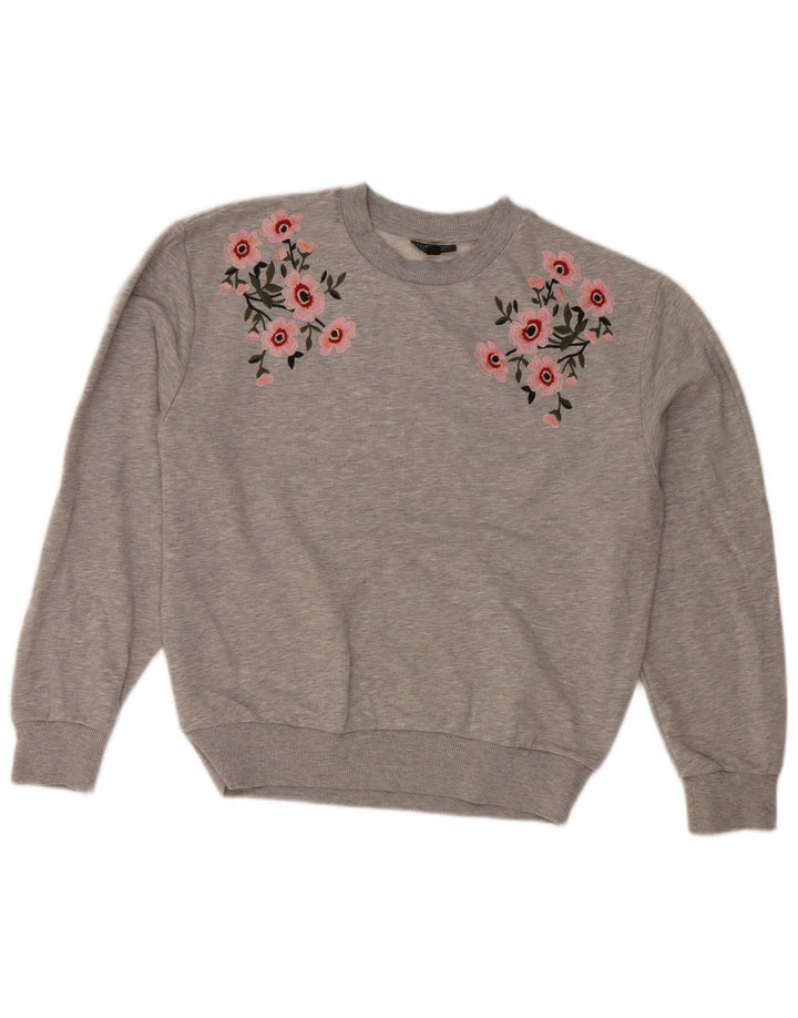 Topshop Felpa oversize da donna Maglione UK 6 XS Poliestere floreale grigio