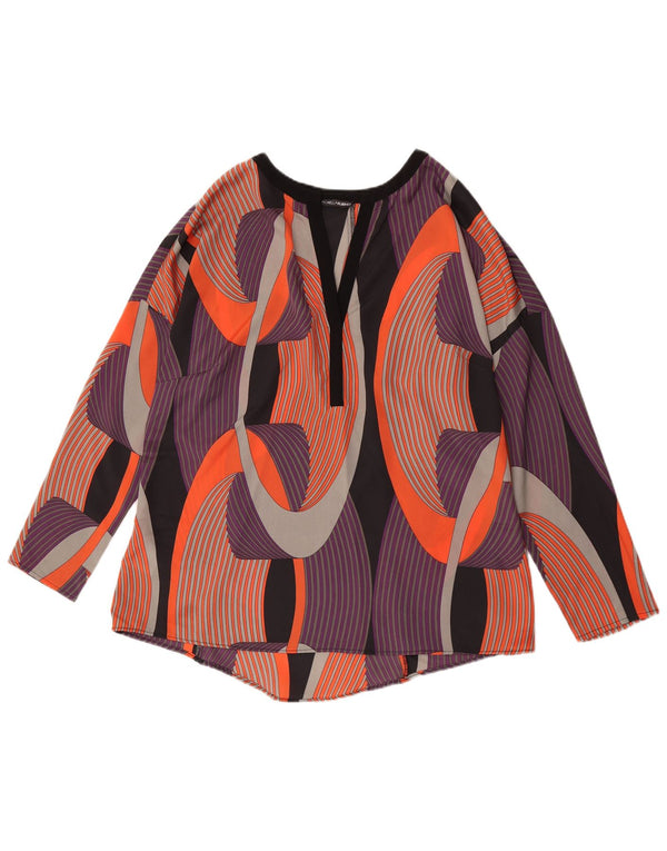 Fiorella Rubino Top da donna a maniche lunghe UK 16 Large multicolore geometrico