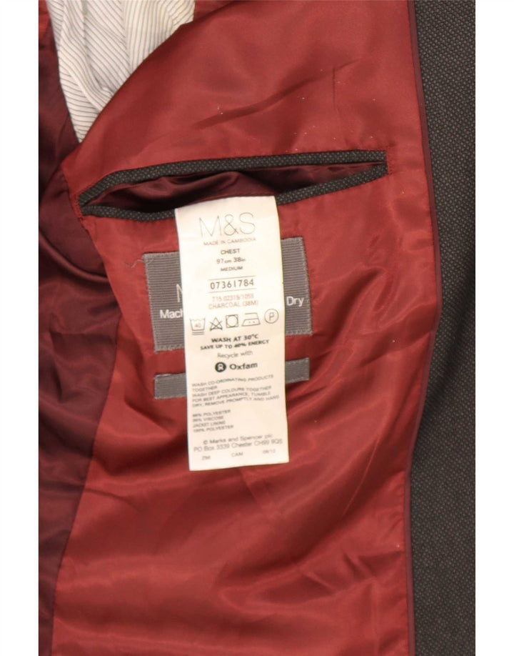 Giacca blazer a 2 bottoni da uomo Marks & Spencer UK 38 Poliestere grigio medio