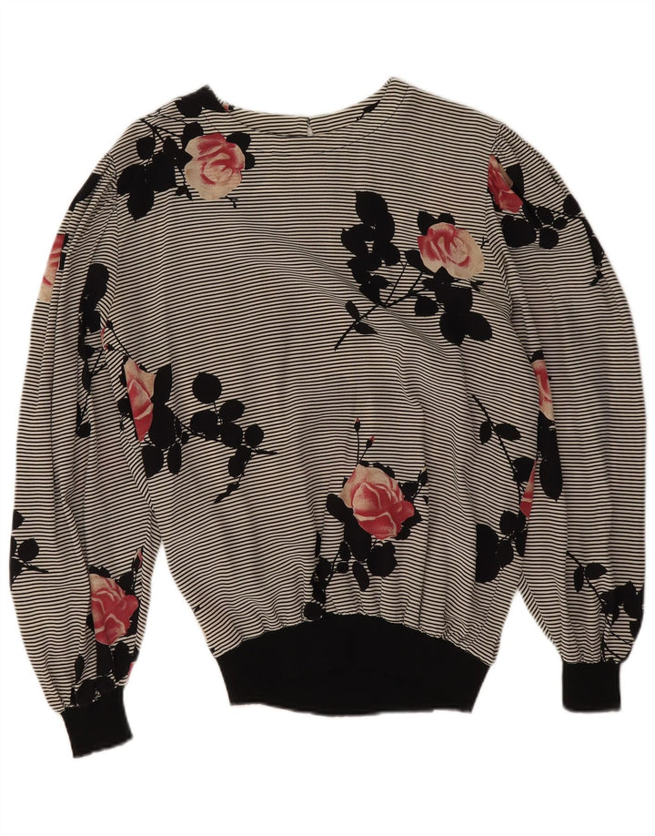 Camicetta a maniche lunghe da donna Biffi UK 16 Grande seta floreale grigia