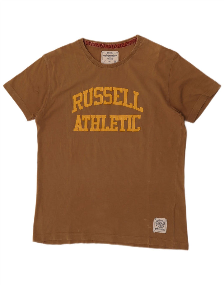 T-shirt grafica da uomo Russell Athletic Top in cotone kaki medio