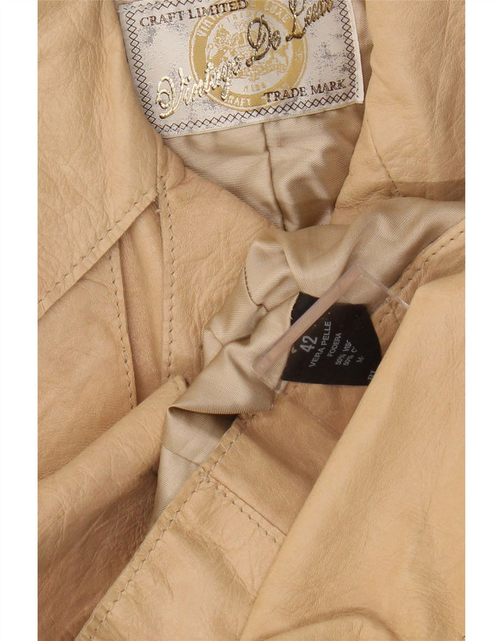 Giacca in pelle da donna vintage IT 42 in pelle beige media