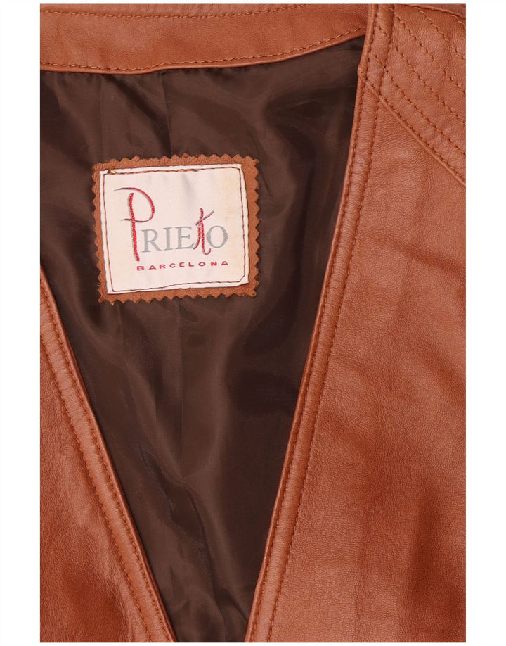 Gilet in pelle corta da donna Prieto UK 12 Marrone medio