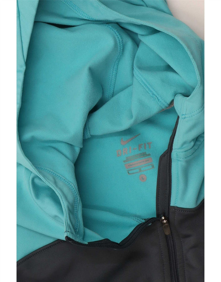 Top della tuta pullover con cappuccio Nike Dri Fit da donna UK 16 grande blu