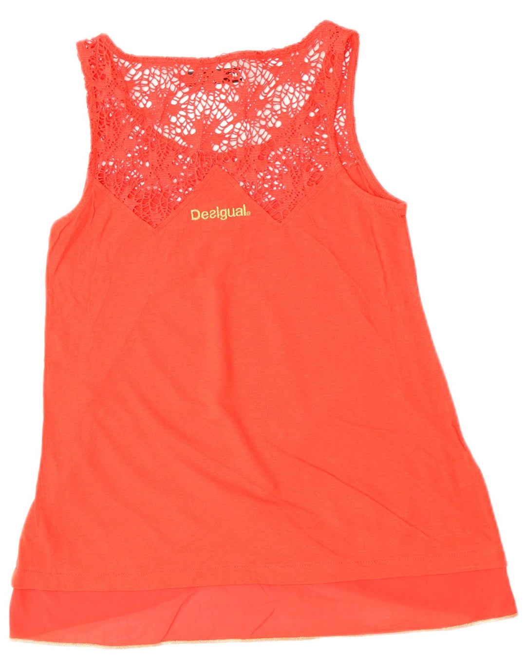 DESIGUAL Camicetta senza maniche da donna Top UK 10 Piccolo cotone floreale rosso