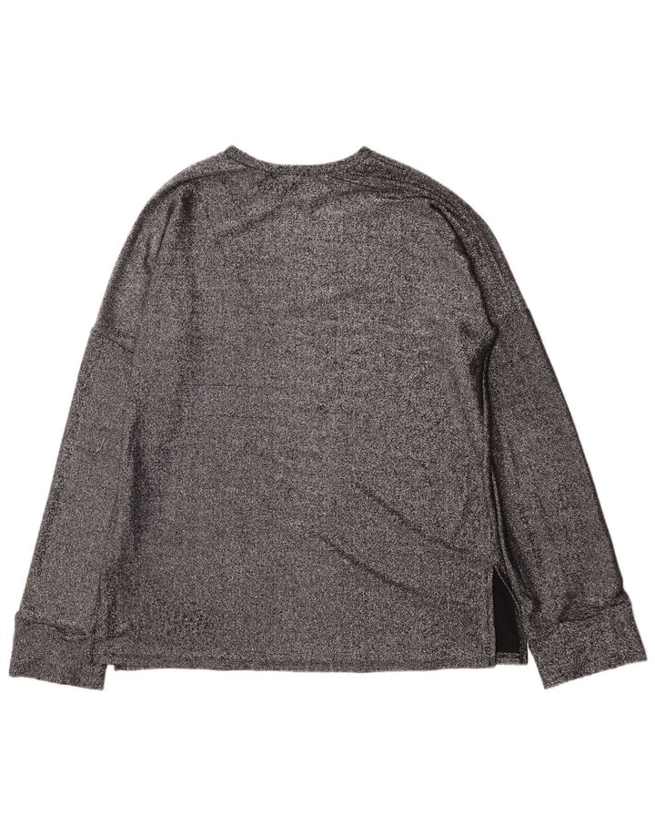 Top oversize da donna Zara a maniche lunghe UK 10 Small Argento Poliammide