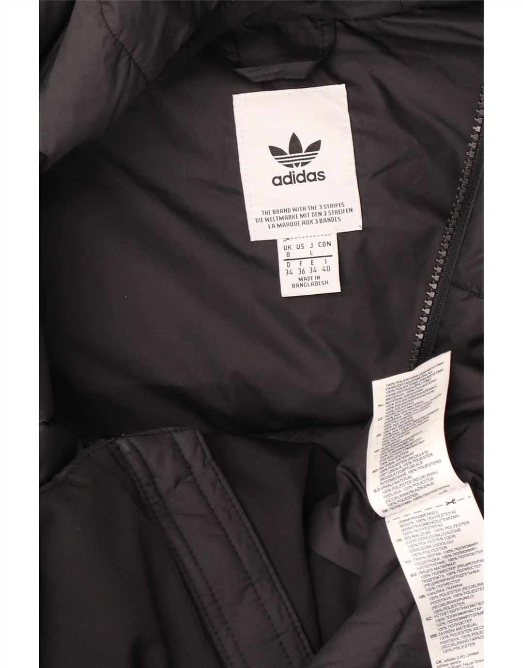 Giacca imbottita con cappuccio da donna Adidas UK 8 Small poliestere nero