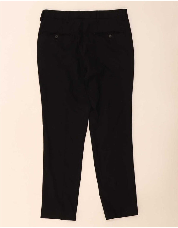 Pantaloni da abito slim fit Marks & Spencer da uomo W32 L29 lana nera