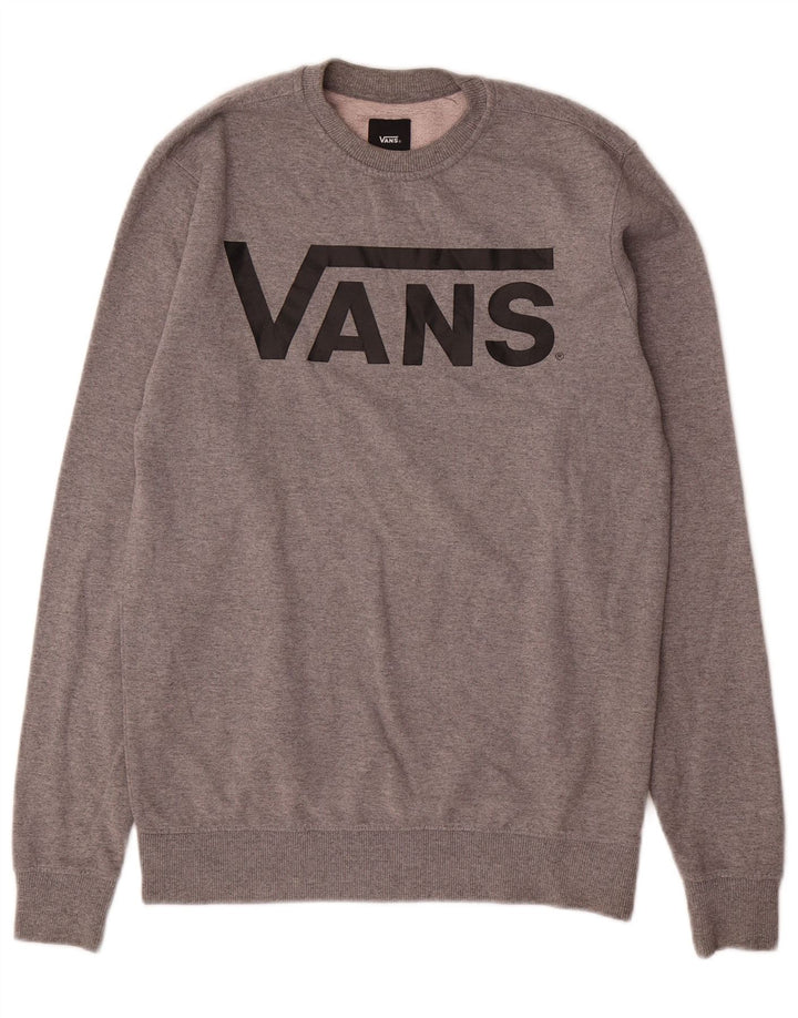 Felpa con grafica da uomo Vans XS in cotone grigio