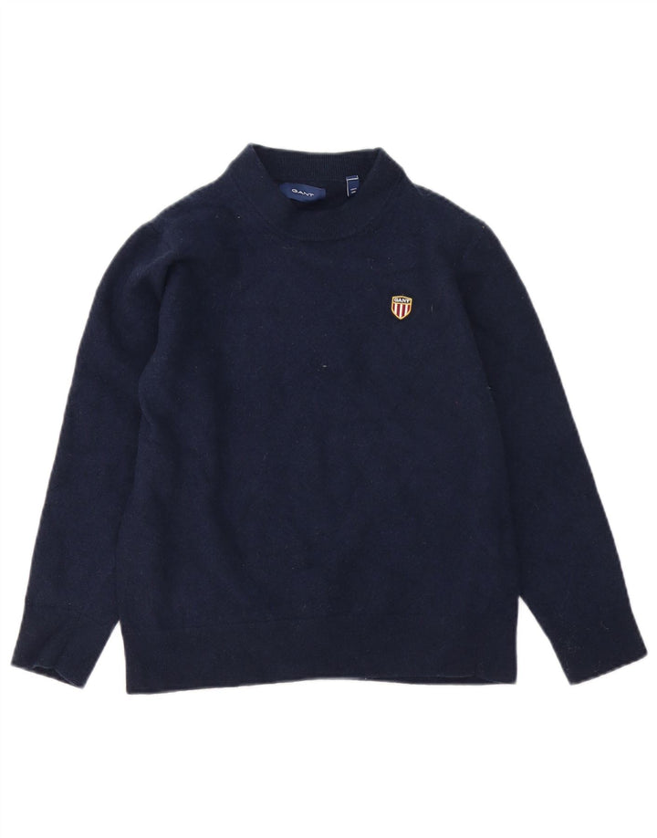 Maglione maglione a collo alto per ragazzi Gant 11-12 anni in lana d'agnello blu navy